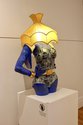 Sarah Bing, Blue Mamba, ceramic glaze, gold lustre, fringing, acrylic, ca.113 cm, 86 x 47 at widest point