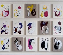 Matthew Browne, Pages From a Life, 2010,  pencil, vinyl tempera and oilstick on 21 canvases, 40 x 200 mm each, 1550 x 2780 overall. Image courtesy the artist and Artis