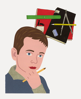 Gavin Hurley, Thoughtful Young Man III, 2010, paper collage, 480 x 360 mm.