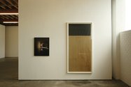On left, Casebere's Siena Horizontal, 2003; on right, Callum Innes, Untitled, 1996, oil on paper, 1000 x 2050 mm