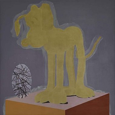 Denys Watkins, Yellow Dog, 2010, acrylic on linen, 1200 mm x 1200 mm