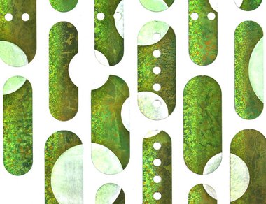 Russell Moses, detail of 'Kauri Trees', acrylic on aluminium