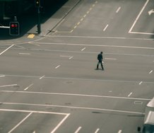 Daniel Crooks, lightbox image seen in Bledisloe Walkway. Image courtesy of the artist and Auckland Arts Festival
