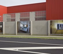 Mason billboard installation outside Te Tuhi