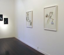 Simon Esling paintings: Comet#1, 2011; Meteor #1, 2011;  Cascade, 2010; Blink of an Eye, 2011