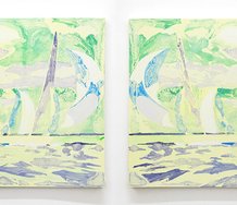 David Hofer, Indian Summer, 2011, acrylic, masking tape, board, 600 x 1300 mm overall