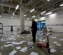 Andre Stitt & Alastair MacLennan, Spectral Arc: Vanishing Point, 24 hour performance at St. Paul St Gallery on 4 May 2011. Photo courtesy of St. Paul St. Gallery.