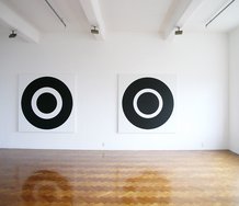 Julian Dashper: Untitled (1996), acrylic on canvas, 1900 x 1900 mm; Untitled (1996), acrylic on canvas, 1900 x 1900 mm