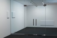 Matt Henry, on left, Untitled 500 x 400 (Titanium White), 2011, and Untitled 500 x 800 (Titanium White), 2011, and on far wall, Untitled Horizontral 600 x 1800 (Titanium White) 2011, acrylic gesso on linen, pine stretcher