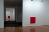Matt Henry, left to right, Untitled 710 x 594 inverted (Cadmium Red) 2011, acrylic on lacquer on linen, pine stretchers; Untitled 710 x 594 (Cadmium Red), 2011, acrylic and lacquer on linen, pine stretchers