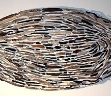 Peter Panyoczki, Silent Drift of Time, 2011, driftwood, steel on timber, 110 x 200 cm