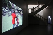 Alicia Frankovich, Volution, 2011, 35 mm film colour transferred to digital video, colour, sound. In the distant doorway, Genet Piece.