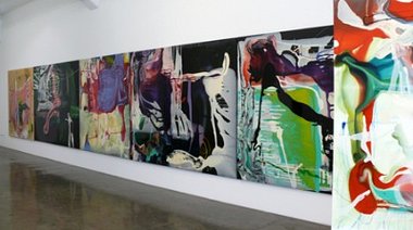 Dale Frank's installation of paintings at Gow Langsford