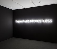 Newell Harry, The natives are restless, 2006-2012. neon, helvetica neue lite (snowwhite), timer