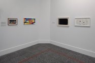 Works by Elliot Collins on the left and Patrick Pound on the right