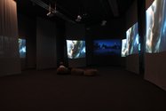 Installation of Voyage - Waystation: When I was 13 I almost drowned... multichannel screen and audio installation, 24 min6 sec. Photo Bryan James