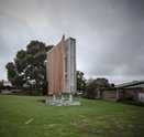 Derrick Cherrie, Landshaft, 2012, outside Te Tuhi. Concrete, galvanized steel, glass, timber, cigarettes. 2465 x 7450 x 5325 mm
