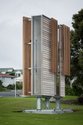 Derrick Cherrie, Landshaft, 2012, outside Te Tuhi. Concrete, galvanized steel, glass, timber, cigarettes. 2465 x 7450 x 5325 mm