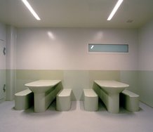 Caryline Boreham, Manukau Police Custody - Day Room, 2010, archival inkjet print, mounted and framed, 1200 x 900 mm