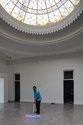 Recording data privately on the Second Generation Broom, with 'sweeping' in the domed foyer by Anahera Raru. Photo: Sam Hartnett