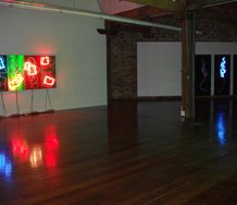 Peter Roche's Cinema at Saatchi & Saatchi. On left, Trickle. On right, Shiver. Photo: the artist.