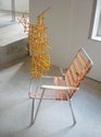 Paul Cullen, Park (2), 2012,  aluminium deck chair, pencils and wooden jackstraws. 600 x 600 x 1100 mm