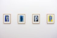 Emma Smith Installation of works on card, gouache and ink: each 470 x 360 mm framed and 2012 - Salt Formed; Blue Club; Freeze; Simple Sun