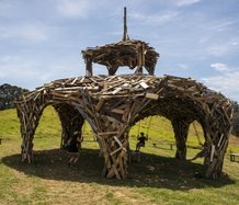 Gregor Kregar, Pavillion Structure, recycled timber, 7000 x 8000 x 8000 mm
