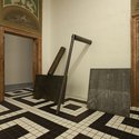 Installation view of “When Attitudes Become Form: Bern 1969/Venice 2013” From left to right: Richard Serra Close Pin Prop, 1969 Shovel Plate Prop, 1969 Sign Board Prop, 1969 (1987). At Fondazione Prada. Photo: Attilio Maranzano 