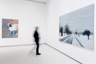Wilhelm Sasnal: Untitled, 2012, oil on canvas, 1600 x 1200 mm; Untitled 2010, oil on canvas, 1600 x 2000 mm (installation view)