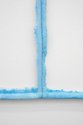 Paul Lee, Negative (screen, blue), 2013, detail,towels, hoops, stainless steel, thread, pigment based ink, 1270 x 3467 mm