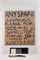 Judy Darragh, International Beggar 5, high resolution PVC print, 2190 x 1500 mm. Photo of cardboard sign for Judy Darragh by Sam Hartnett. Gallery documentation by Jennifer French