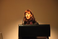 Gleeson speaking at the AAG.  Photo credit: Tosh Ahkit. 