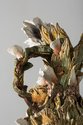 Janet Beckhouse, detail of Brothers, 2012.  Stoneware, glaze, onglaze, bronze wax, 530x330x11mm.  Photo credit: Sam Hartnett. 