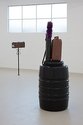 Fiona Connor, Bedside series, Mailbox No.2, 2014, mixed media, paint effects, 1200 x 500 x 200 mm approx; Don Driver, Cartridge, 1981, mixed media, 1700 x 600 x 600 mm