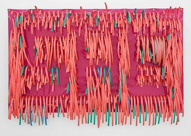 Don Driver, Duraband 10, 1988, mixed media, plastic webbing on plastic, 1300 x 2160 x 200 mm. Chartwell Collection, Auckland Art Gallery Toi o Tamaki
