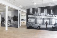 Living with Pop – A Demonstration for Capitalist Realism © 2014 Artists Rights Society (ARS), New York / VG Bild-Kunst, Bonn. Photo: Reiner Ruthenbeck, inkjet print on vinyl mounted to wall; Right: Exterior view of the furniture store Möbelhaus Berges