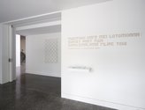 Entrance to exhibition and Pule Feliuaki, digital print on aluminium.