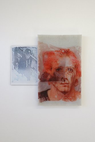 Ben Clement, "Memorabilia #2". Sublimation". Print on recast polyethylene, sublimation print on aluminium composite panel; 540 × 330 mm.  Photo courtesy of Gloria Knight.