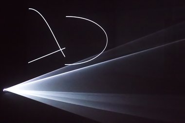 Anthony McCall, Face to Face 1V, 2013, computer, two video projections, two haze machines, Quick Time movie film. Photo: Robin Murphy 