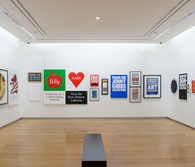 Billy Apple®: The Artist Has to Live Like Everybody Else exhibition (installation view), 2015, at Auckland Art Gallery Toi o Tāmaki. 