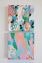 Alice Alva, Pillow Talk and Interrelations, acrylic and gel medium on canvas, 200 mm x 200 mm