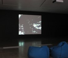 Installation of Rodney Charters, Film Exercise, 1966, 16mm film, 10min 51sec.  Courtesy Nga Taonga, Wellington, and Govett-Brewster Art Gallery,  New Plymouth.