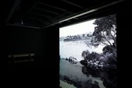 David Claerbout, The Quiet Shore, 2011, single-channel video projection, silent, 32 mins 32 secs looped, in the exhibition The Specious Present at the Adam Art Gallery, Victoria University of Wellington. Courtesy of the artist (photo: Shaun Waugh)