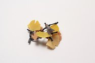Ross Malcolm, Yellow Brooch, 2013, found plastic, nylon, rubber, resin, stainless stee