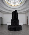 Kathy Temin, The Memorial Project: Black Seat, 2015, 2.4m x 2.95m, as installed at the Gus Fisher Gallery. Image courtesy of the artist. Photo: Sam Hartnett