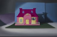 Emily Hartley-skudder, My Happy Family Villa (Artist's Rendition May Vary), 2015, oil on canvas, 500 x 330 mm