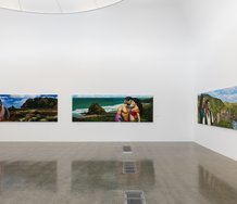 Bepan Bhana's Frankie Goes to Bollywood as installed at Te Uru. Photo: Sam Hartnett