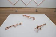 Patrick Hamilton, Traba Volantes (Wheel Locks) #1-3, 2014, copper, courtesy of the artist, Madrid