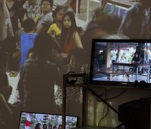 Dieneke Jansen, Marunda: Dwelling on the Stoep, 2015, video projection, duration 35.40. Nine videos on momitors, duration varies from 5.04 -16;52 min. Photo: Sam Hartnett